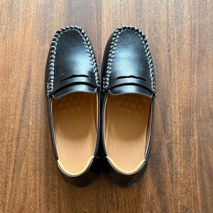 Black Faux Leather Loafers
